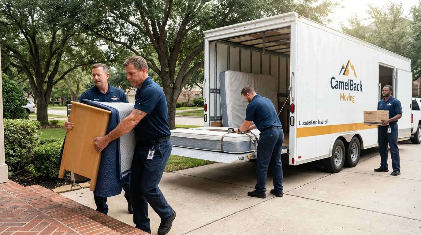 Crew loading residential truck for cross-state move from Mendenhall, MS